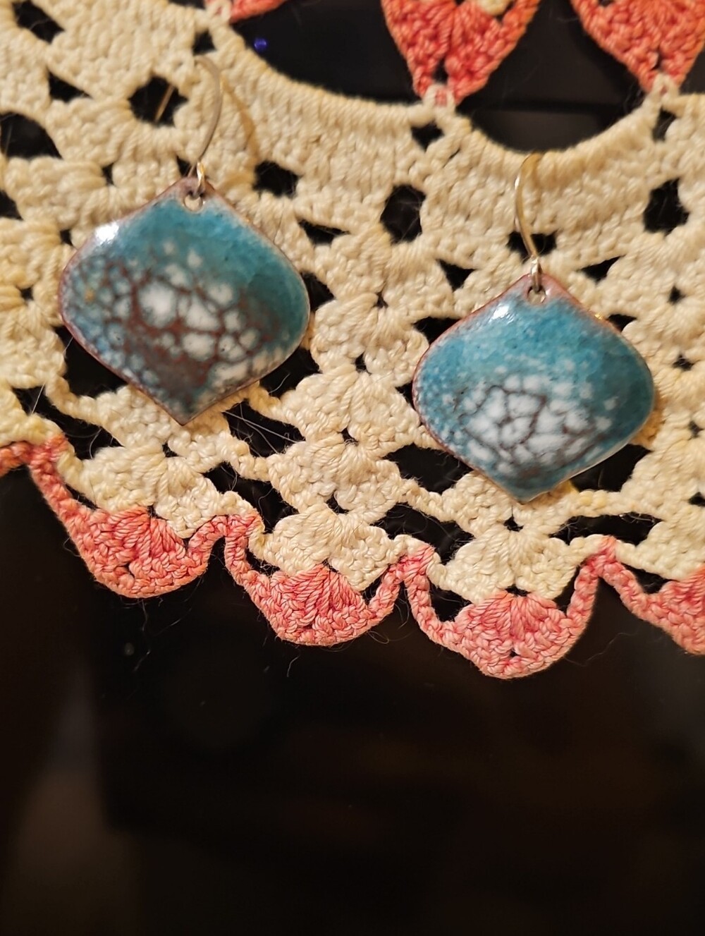 Turquoise Ceramic Drop Earrings - Unbranded